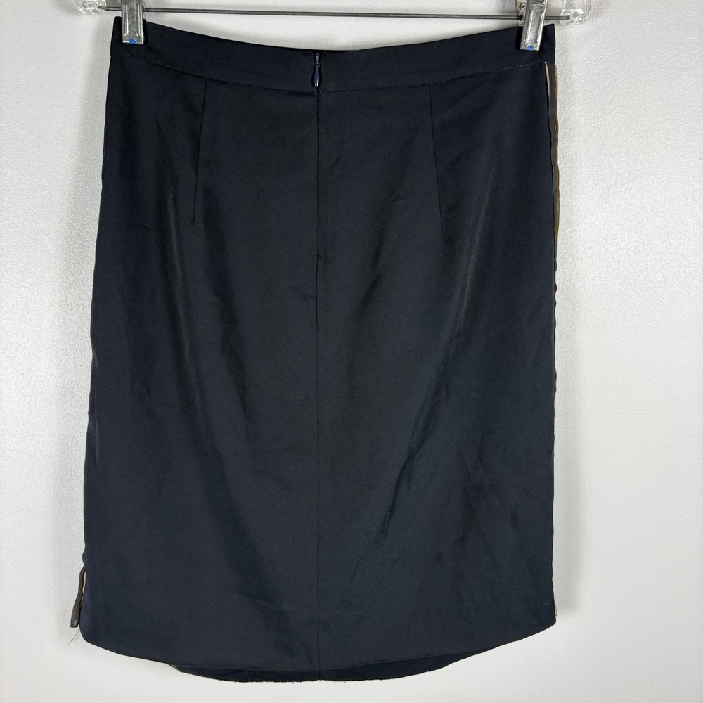 Pianura Studio Women's 42 EU Black Gold Metallic Pleated Mock Wrap Mini Skirt - Picture 4 of 7